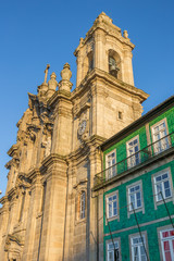 Fototapeta na wymiar Convento dos Congregados and colorful houses in Braga
