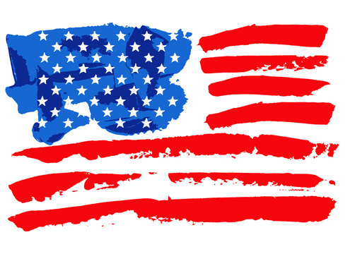 USA flag abstract hand drawn vector image