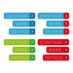 Fototapeta premium Call to action button set - Details, More, Read more, Continue