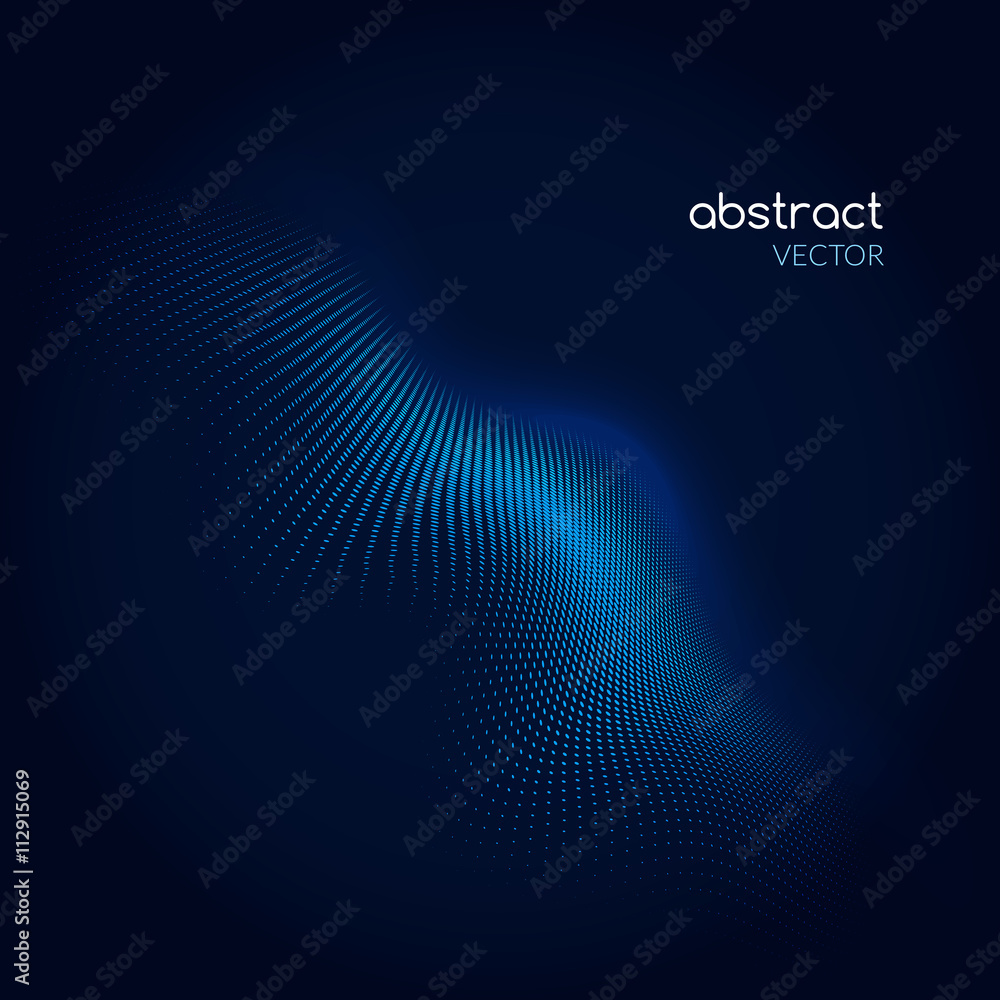 Poster 3d glowing abstract digital wave particles. futuristic vector illustration. hud element. technology 