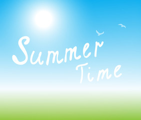It's Summer time. Summer time background with text. Summer Design.Hand Drawn Lettering Vector