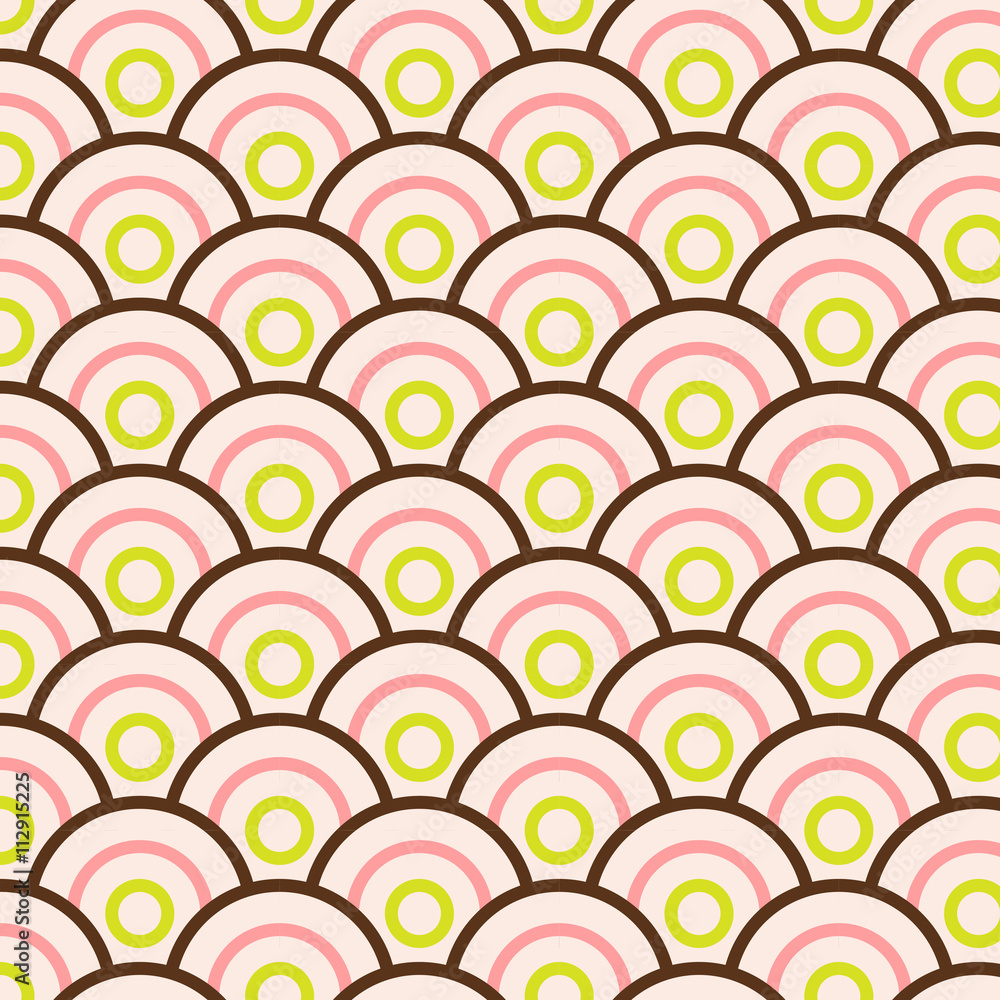 Poster abstract vector seamless pattern simple waves round with swatches