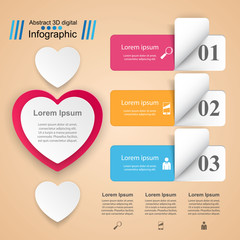Abstract 3D digital illustration Infographic. Heart icon.