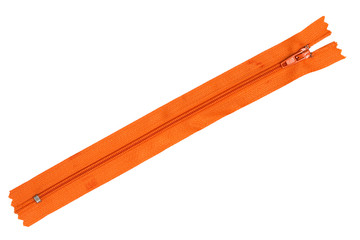 orange zipper on white background.