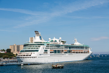 Naklejka premium Cruise Ship at Dock in Portland