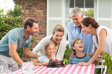 Family enjoying birthday party