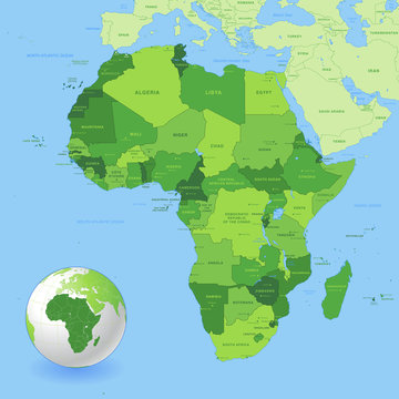 High Detail Green Africa Map