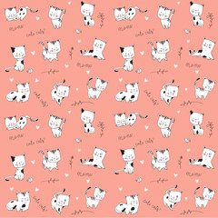Fototapeta premium Cute seamless pattern with cats
