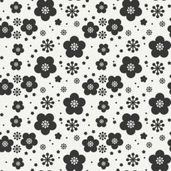 Fototapeta premium Monochrome abstract seamless floral pattern. Flowers and leaves. Wrapping paper. Scrapbook paper. Tiling. Vector illustration. Spring floral background. Graphic texture. Wallpaper. Floral texture