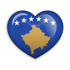 Love Kosovo. Flag Heart Glossy Button