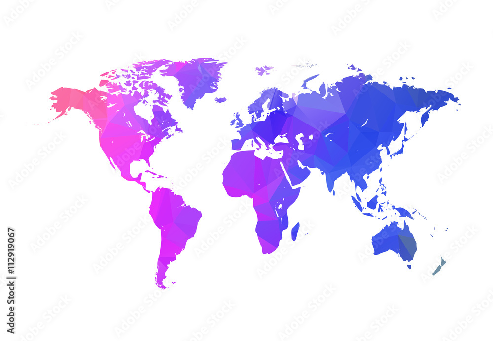 Poster vector triangle world map. globe triangle concept. world map concept