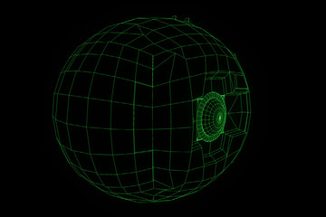 3d Drone Wireframe Hologram in Motion. Nice 3D Rendering
