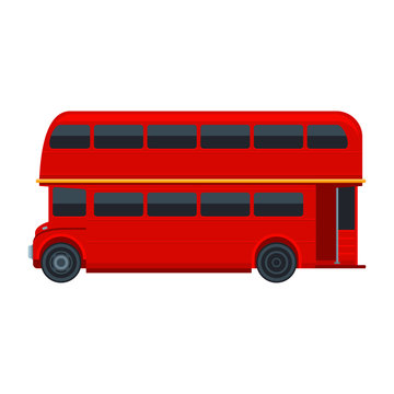 Red London Double Decker Bus isolated on white background. Vector