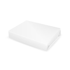 VECTOR PACKAGING: White gray wrap box or bond paper ream on isolated white background. Mock-up template ready for design