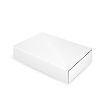 VECTOR PACKAGING: White gray packaging box on isolated white background. Mock-up template ready for design