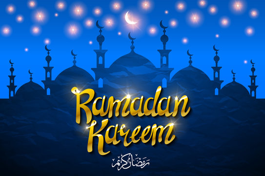 ramadan backgrounds vector. Ramadan kareem with silhouette mosque. Vector