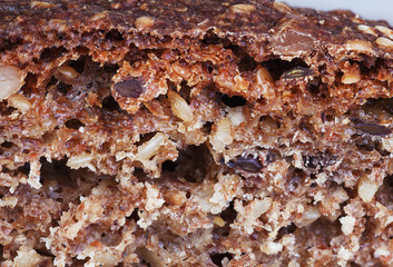 Close up whole grain bread isolated on white with clipping path