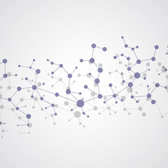 Structure molecule and communication Dna, atom, neurons. Science concept for your design. Connected lines with dots. Medical, technology, chemistry, science background. Vector illustration