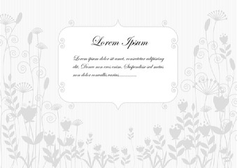 background silhouettes grey flowers on white background with space for text.vector illustration