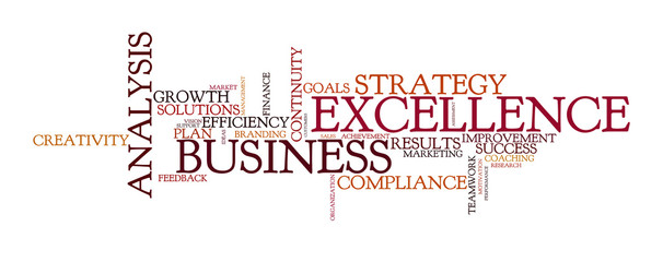 Obraz premium word cloud for business, excellence and strategy