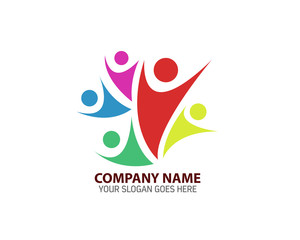 Abstract Flourish Family Logo Icon Vector