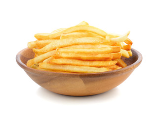 appetizing french fries on a white background