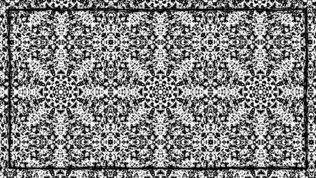 White and Black Gothic Ornament Texturized Animated Border Frame Seamless Looping Background