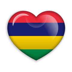 Fototapeta premium Love Mauritius. Flag Heart Glossy Button
