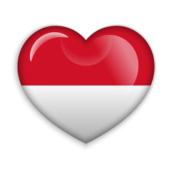Love Monaco. Flag Heart Glossy Button