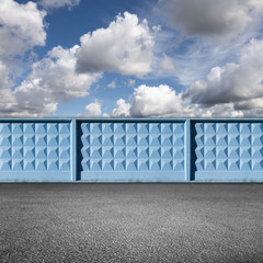 Empty urban photo background, blue fence