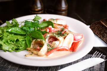 The concept of healthy food: salad vegetables.