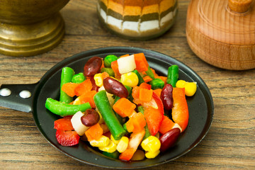 Mexican Mix of Vegetables. Tomatoes, Beans, Celery Root, Green B