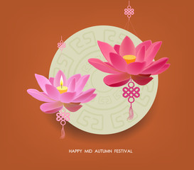 Mid Autumn Festival with lotus lanterns background