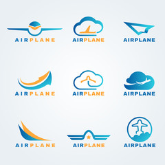 Fototapeta premium Rocket and air plane logo vector set design
