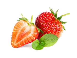 Ripe sweet strawberries and mint