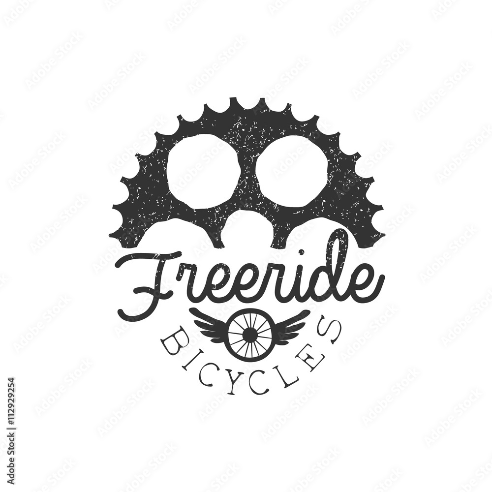 Wall mural Freeride Vintage Label With Gear Silhouette