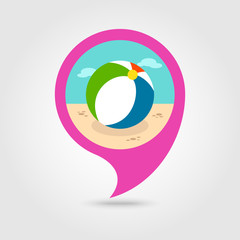 Beach Ball pin map icon. Summer. Vacation