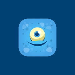 Pleased Blue Monster Emoji Icon