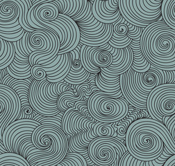 Fototapeta na wymiar Abstract vector seamless pattern with waving curling lines, 