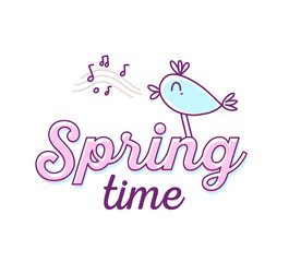 Vector illustration for spring season of pink color with singing