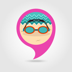 Swimming Goggles pin map icon. Summer. Vacation