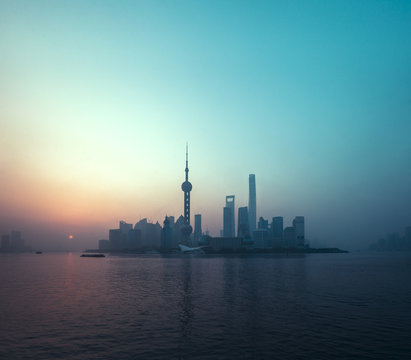 Shanghai Skyline at Sunset