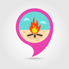 Bonfire pin map icon. Summer. Vacation