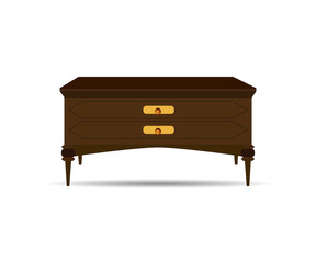 chest of drawers on the white background