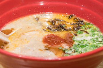 Japanese Ramen noodle, Selective focus on pork. / Asian Ramen noodle / Miso Ramen noodle / Delicious Ramen noodle