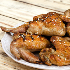 Chicken wings grilled on the plate