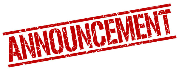 announcement red grunge square vintage rubber stamp