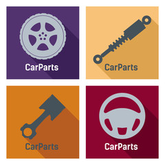 CarParts - icon - color - simple - obrazy, fototapety, plakaty