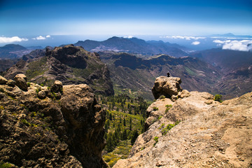 Fototapeta premium Panoramic view from Roque Nublo peak on Gran Canaria, Spain.