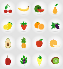 fruits flat set icons with the shadow vector illustration